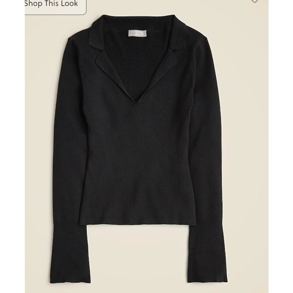 NWT J. Crew Fitted Pullover Sweater In TENCEL™ Lyocell Blend Black M *Flaw - Picture 4 of 10